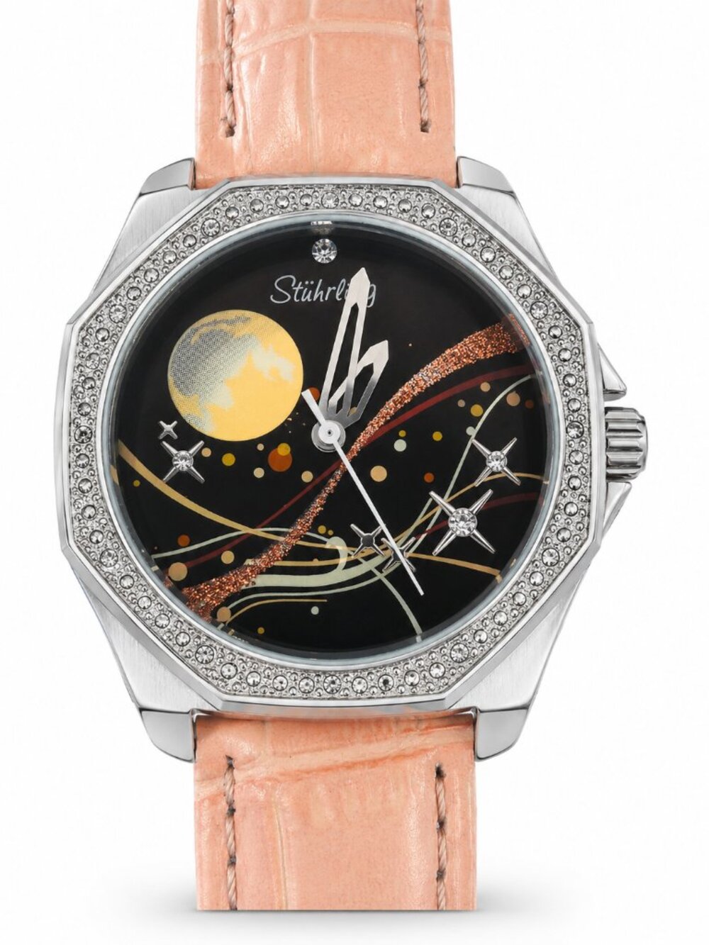 Stührling Original Gala 231D.11151 Women’s Quartz Watch Pink Leather Crystal Bez